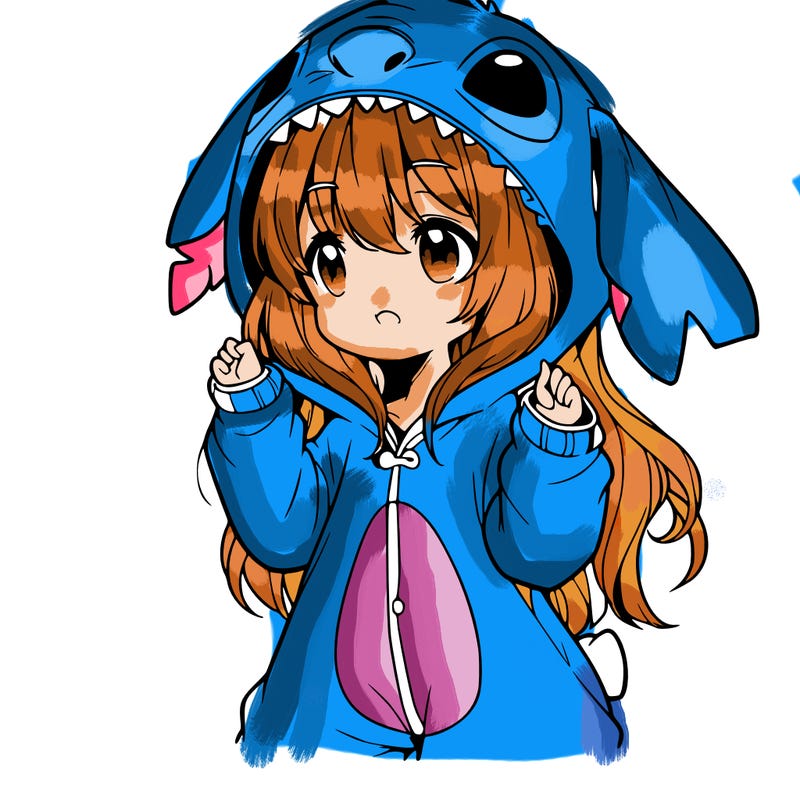 anime girl in a stitch onsie