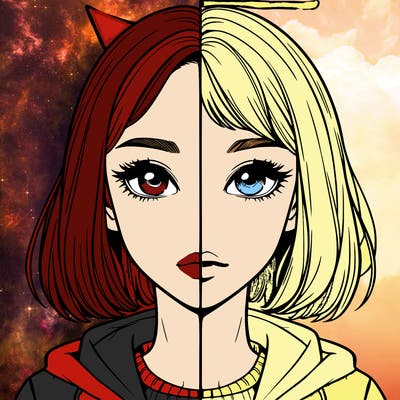 split realistic girl