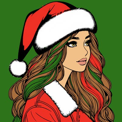 realistic girl in santa hat
