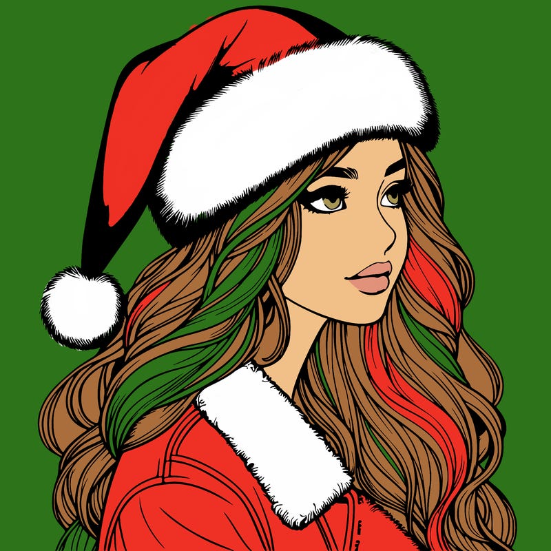 realistic girl in santa hat