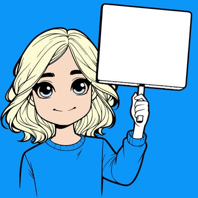 realistic girl holding up a sign