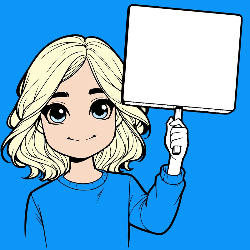 realistic girl holding up a sign