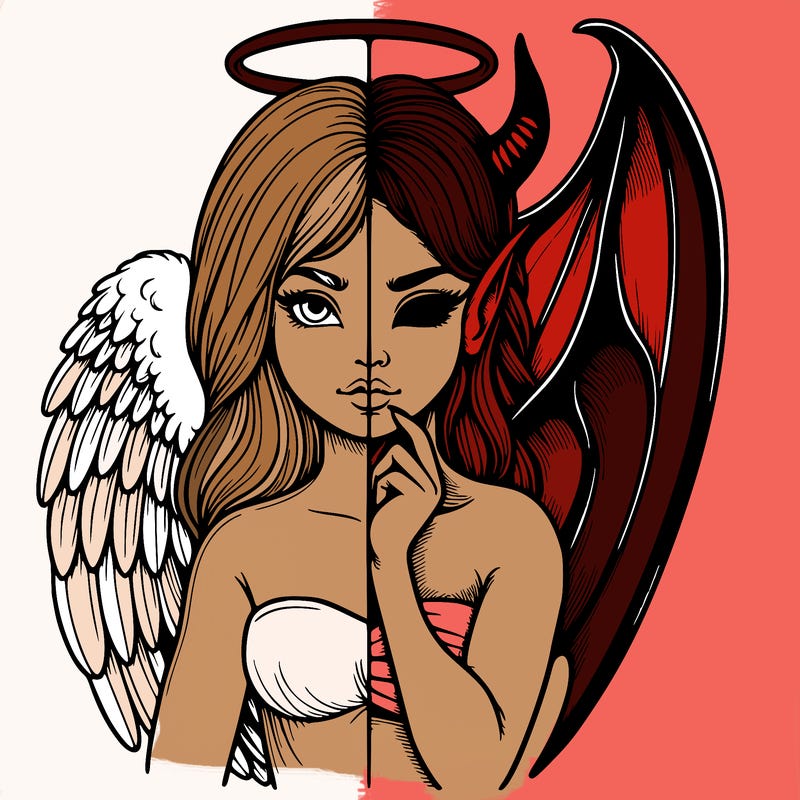 realistic angel half demon