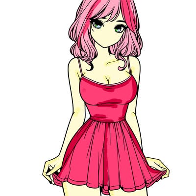 realistic girl in short dress