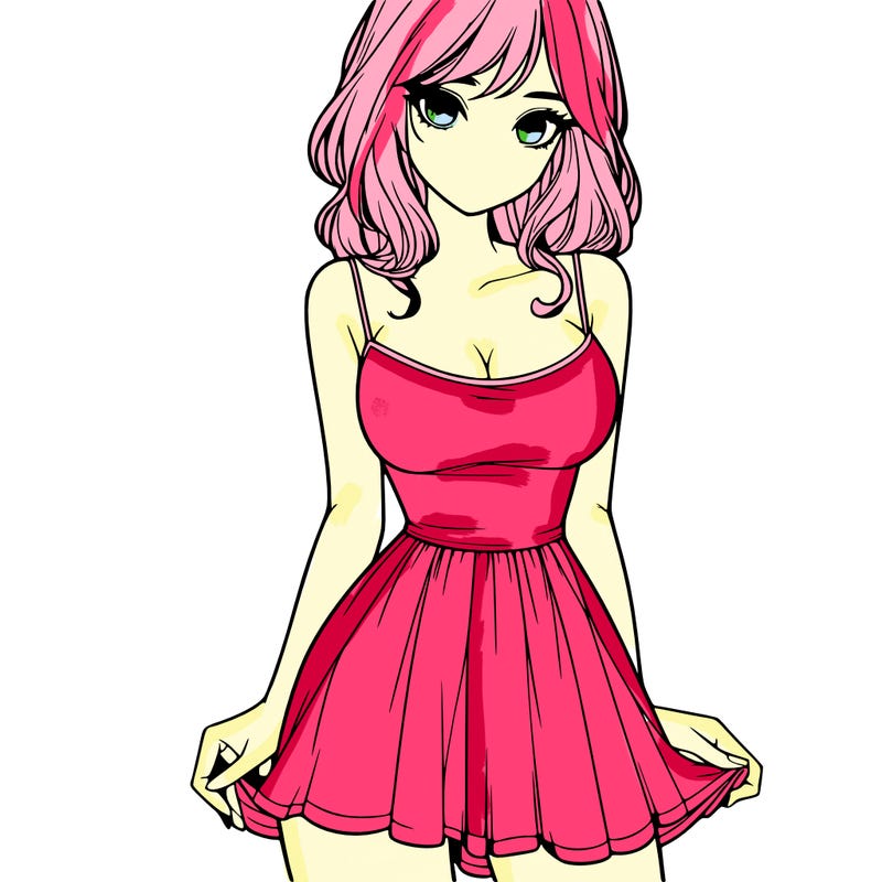 realistic girl in short dress