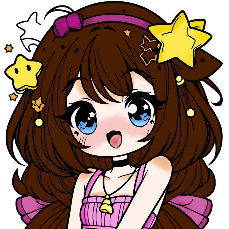 cute anime girl with star accessories