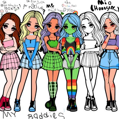 a group of girls realistic