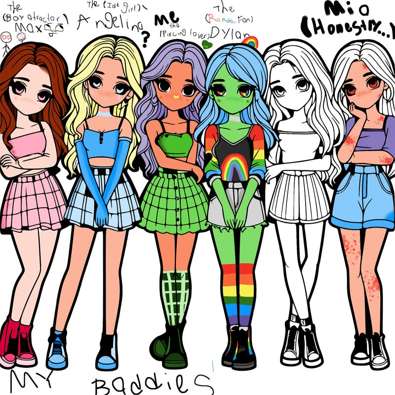 a group of girls realistic