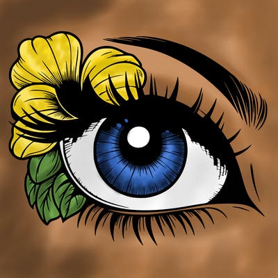 realistic eye with flower