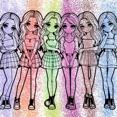 a group of girls realistic