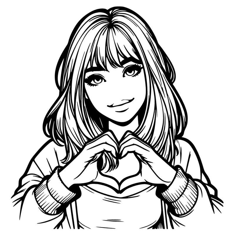 realistic girl making a heart with her hands🫶