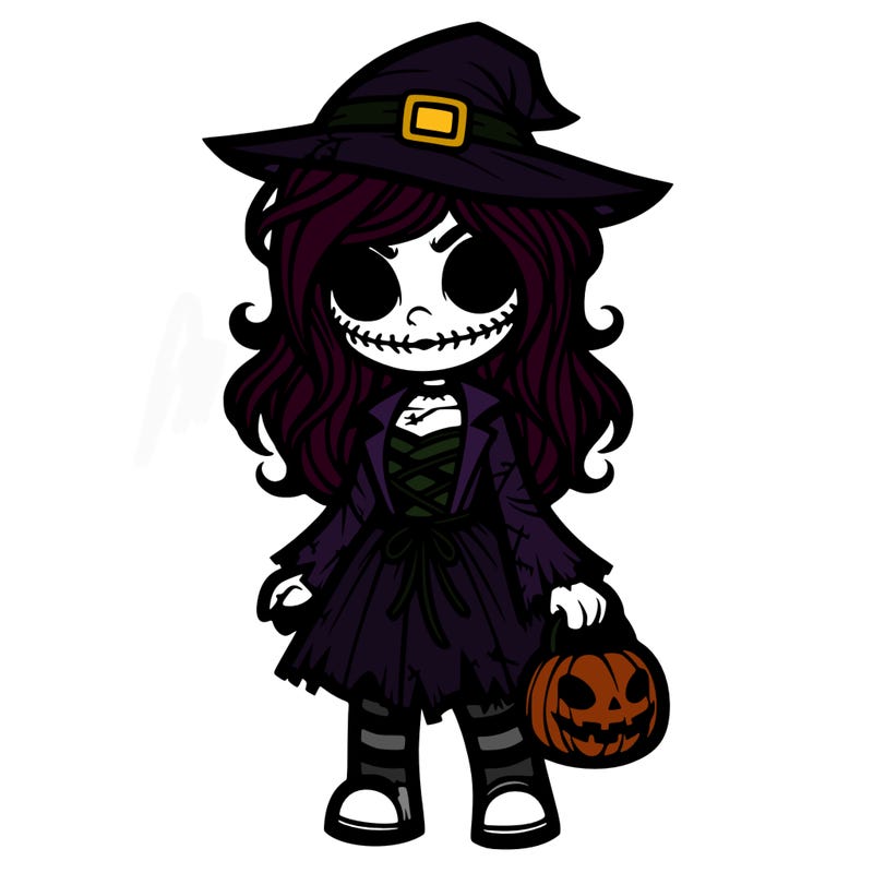 halloween scary girl in costume beautiful  realistic