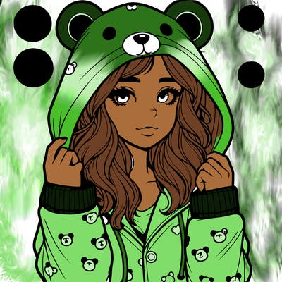 realistic girl in a animal pjs hoodie