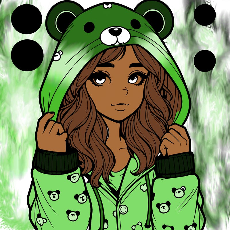 realistic girl in a animal pjs hoodie