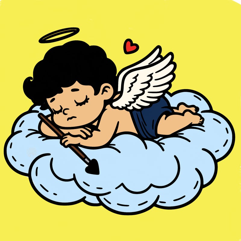 cupid asleep on a cloud
