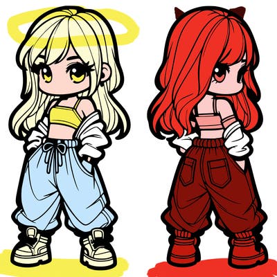 girl in crop top and baggy pants