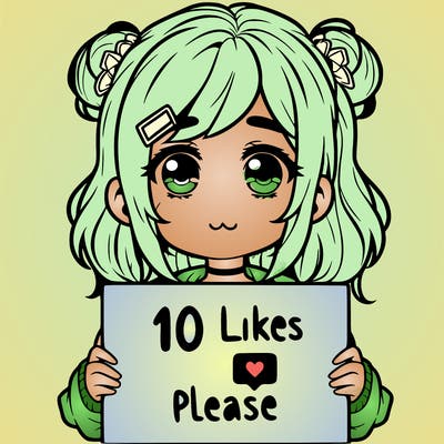 a girl with a sign saying 10 likes please