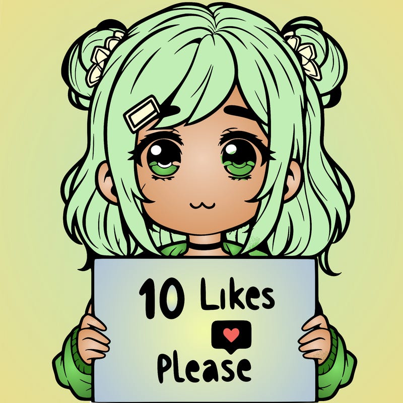 a girl with a sign saying 10 likes please