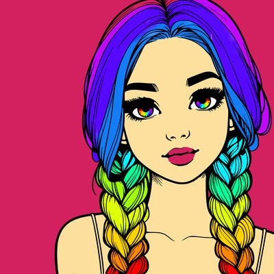 realistic girl with braids