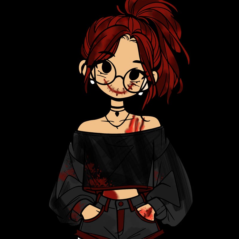 girl with a messy ponytail glasses a baggy crop top and jean shorts