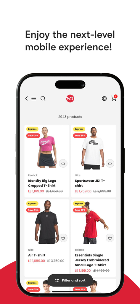 WayUp Sports - WayUp Sports mobile app interface showing various sports apparel items from brands like Nike and Adidas with prices and discounts