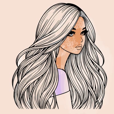 realistic girl with long realistic hair
