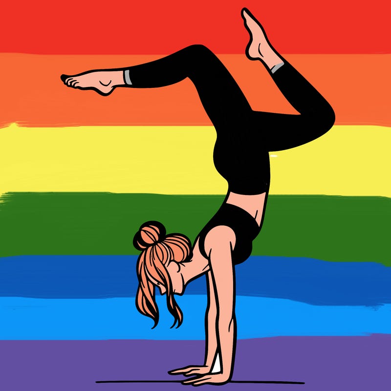 a woman doing a handstand