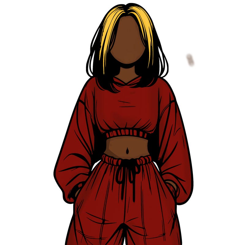 realistic girl faceless with baggy pants and a crop top