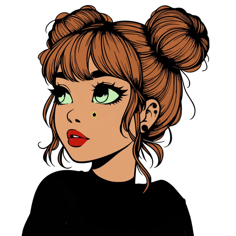 realistic girl with spacebuns