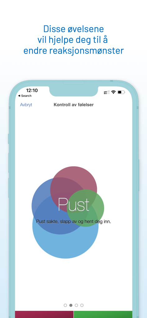 SMART - verktøykasse fra RVTS - SMART-App-Oberfläche, die eine Atemübung zur Stressbewältigung zeigt.