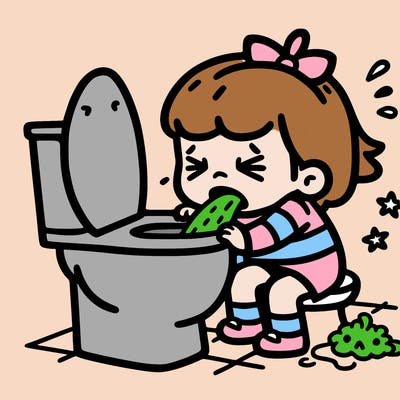 girl throwing up in the toilet
