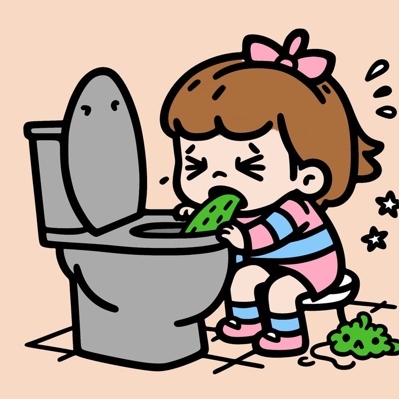 girl throwing up in the toilet