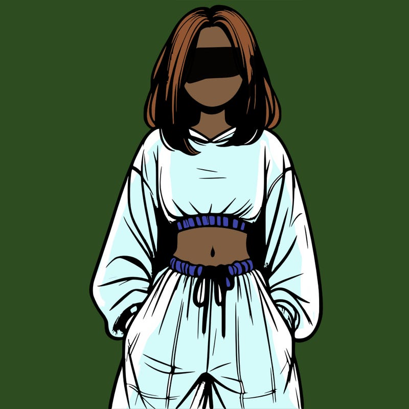 realistic girl faceless with baggy pants and a crop top