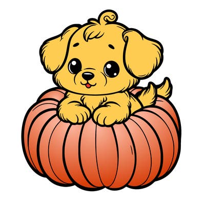 cute little puppy in a pumpkin