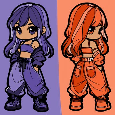 girl in crop top and baggy pants