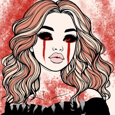 realistic girl with wavy hair and lips