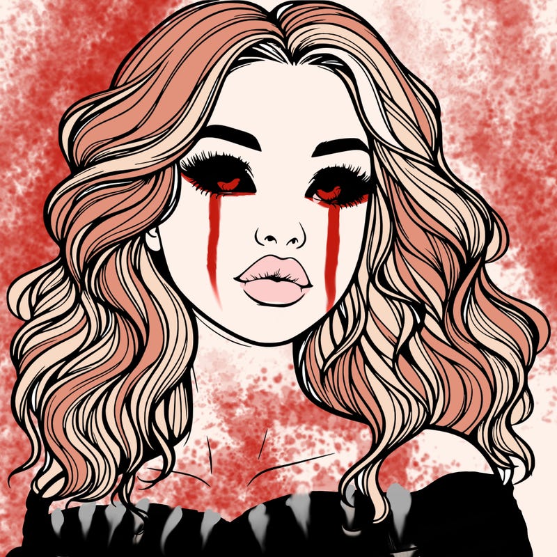 realistic girl with wavy hair and lips