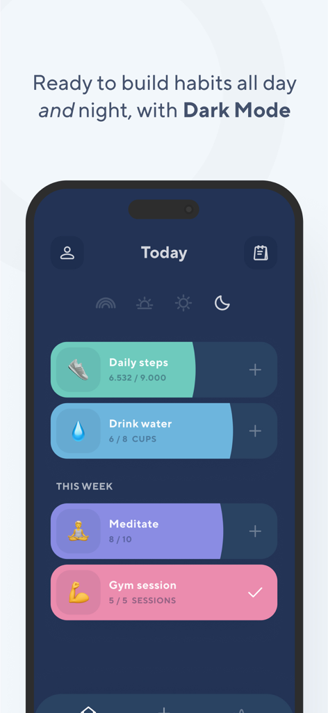 Do Habits: Get It Done - Do Habits app showing daily habit tracking in dark mode