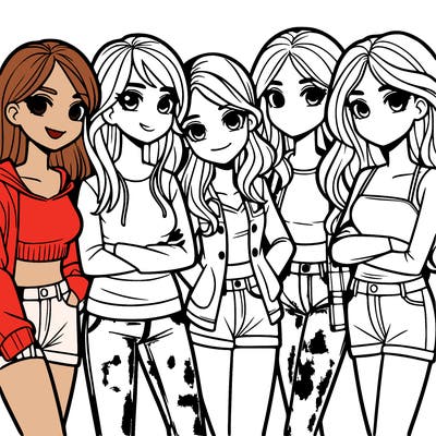 a group of 5 teen girls