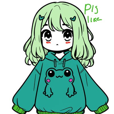 girl wearing frogging sweatshirt