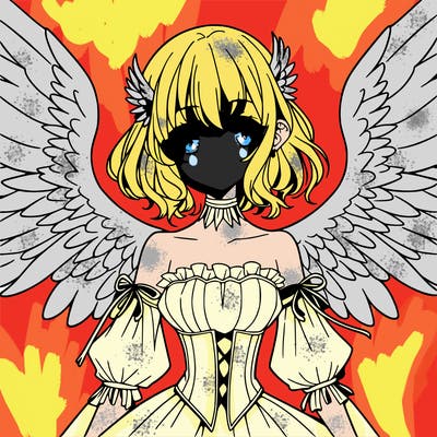 manga woman with large wings