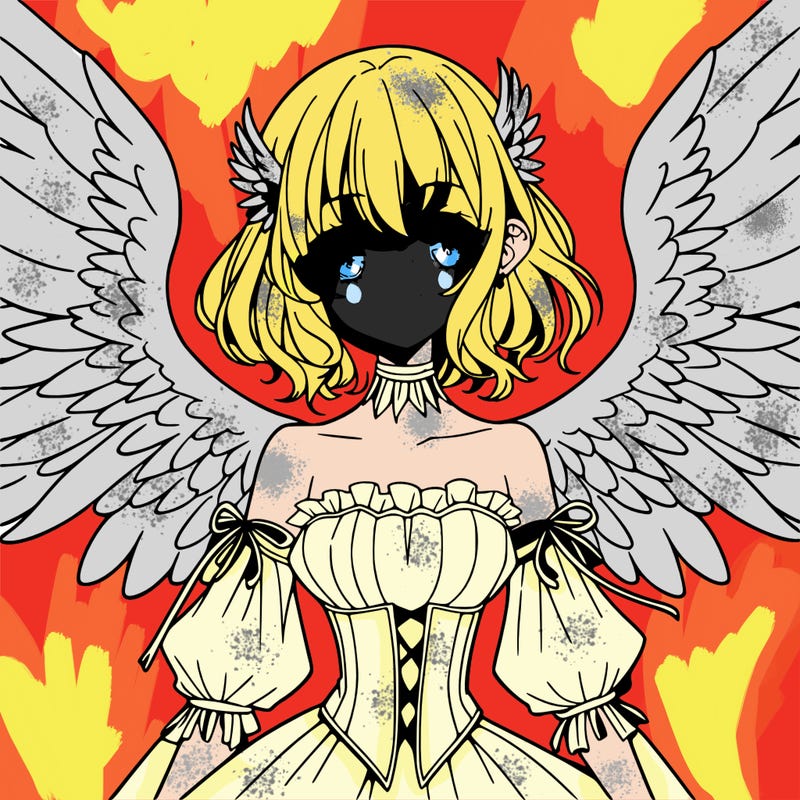 manga woman with large wings