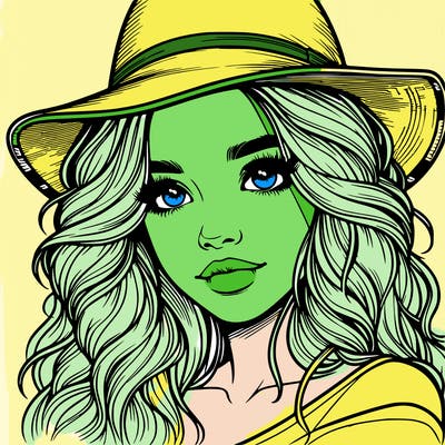 realistic girl with hat