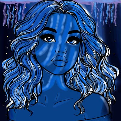 realistic girl with wavy hair and lips