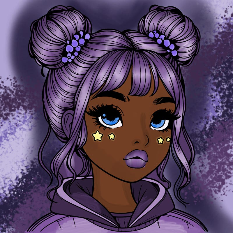 realistic girl with space buns