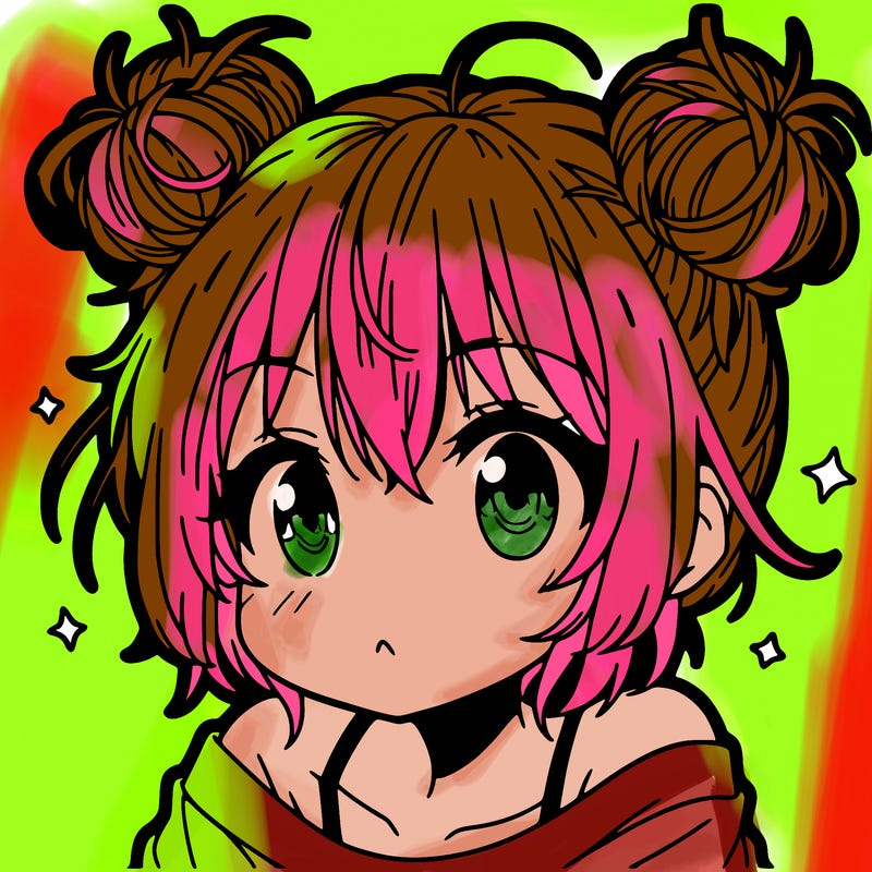 a manga girl with messy small buns