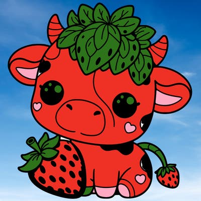 cute strawberry cow