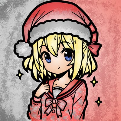 anime girl wearing a santa hat