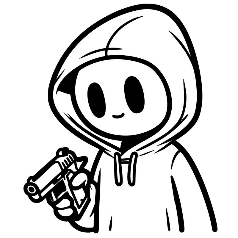 a guy wearing a hoddie with a gun