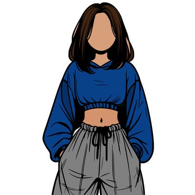realistic girl faceless with baggy pants and a crop top